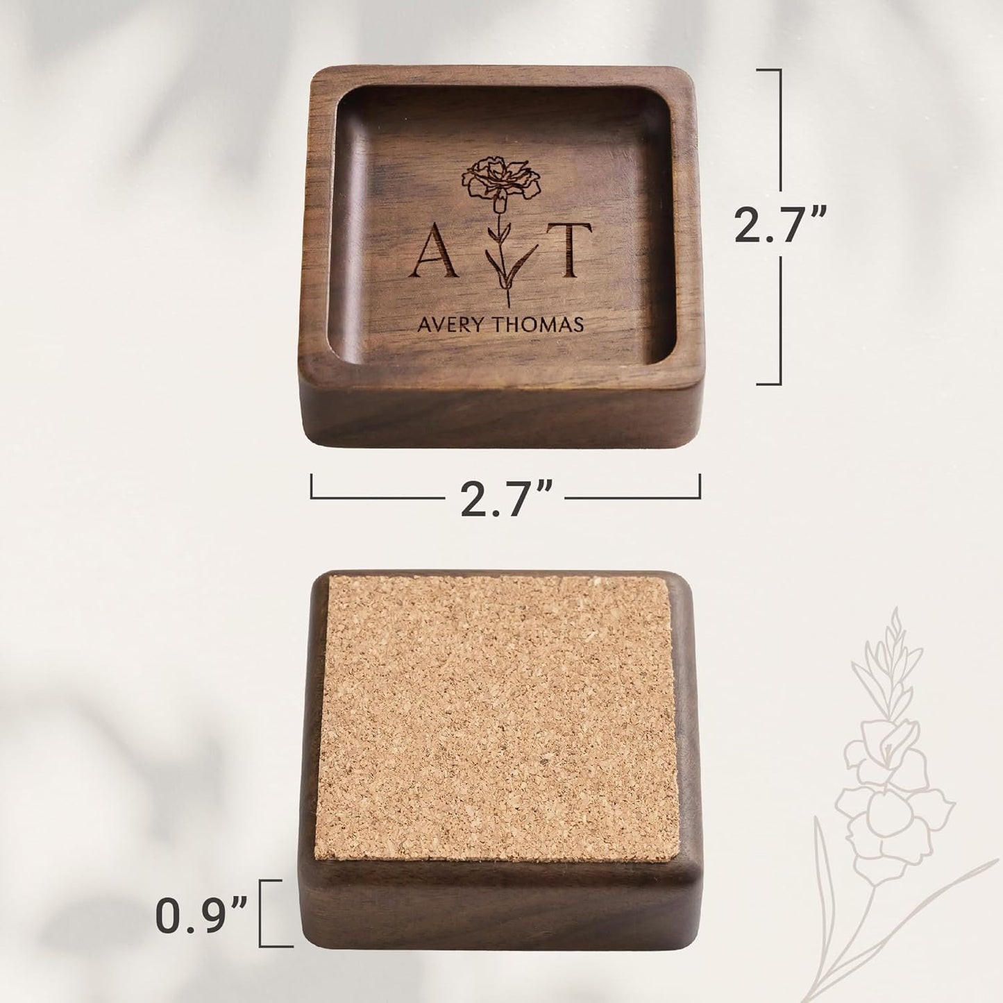 Walnut Wood Ring Holder (Customize), Engraved Jewelry Dish and Storage Tray, Personalized Gift for Her, Valentine’s Day Gift