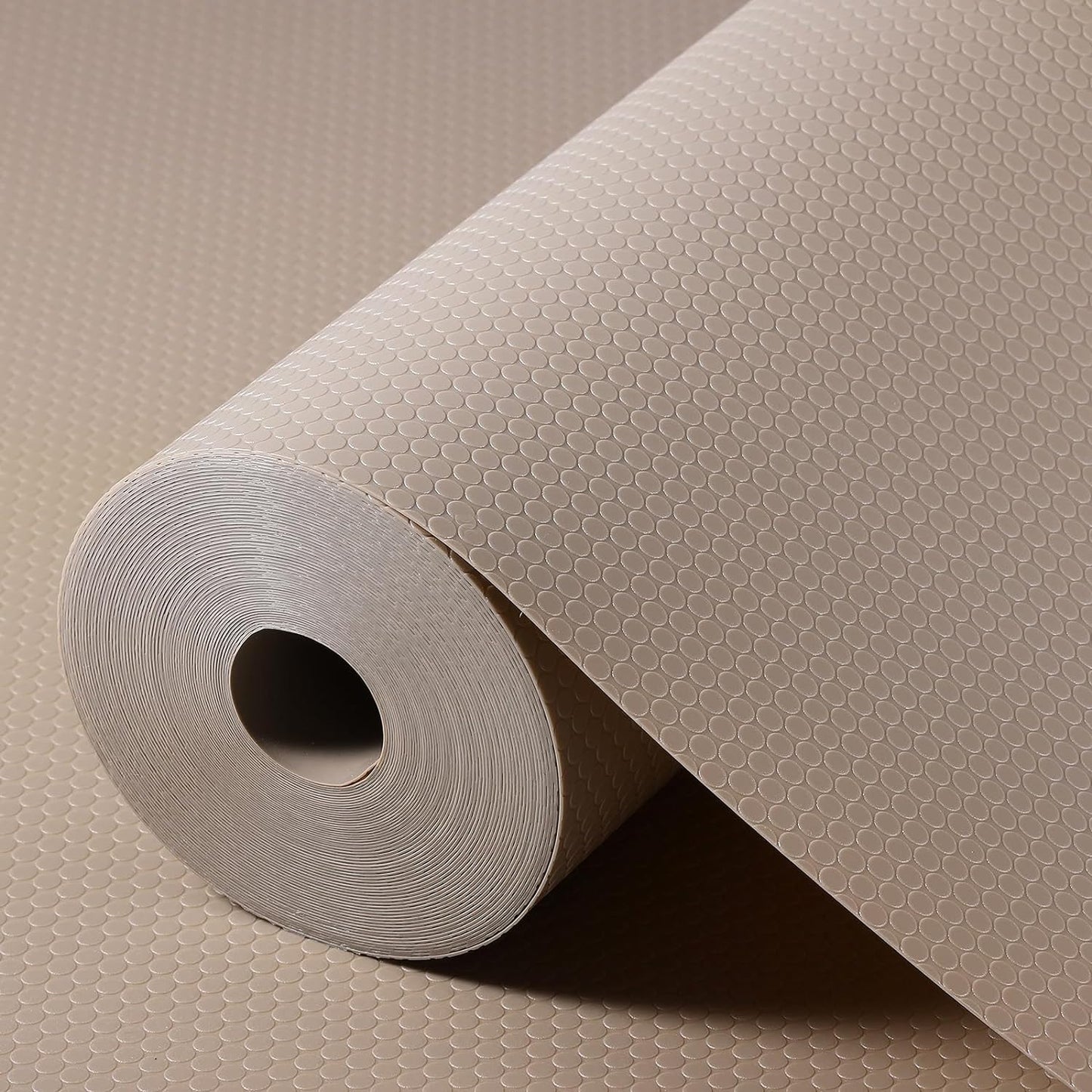 Beige Shelf Liners for Kitchen Cabinets Non Adhesive Drawer Liner for Bathroom Waterproof Refrigerator Liners for Shelves Fridge Plastic Mats Cabinet Cupboard Liner 23.6 x 157.4 Inches