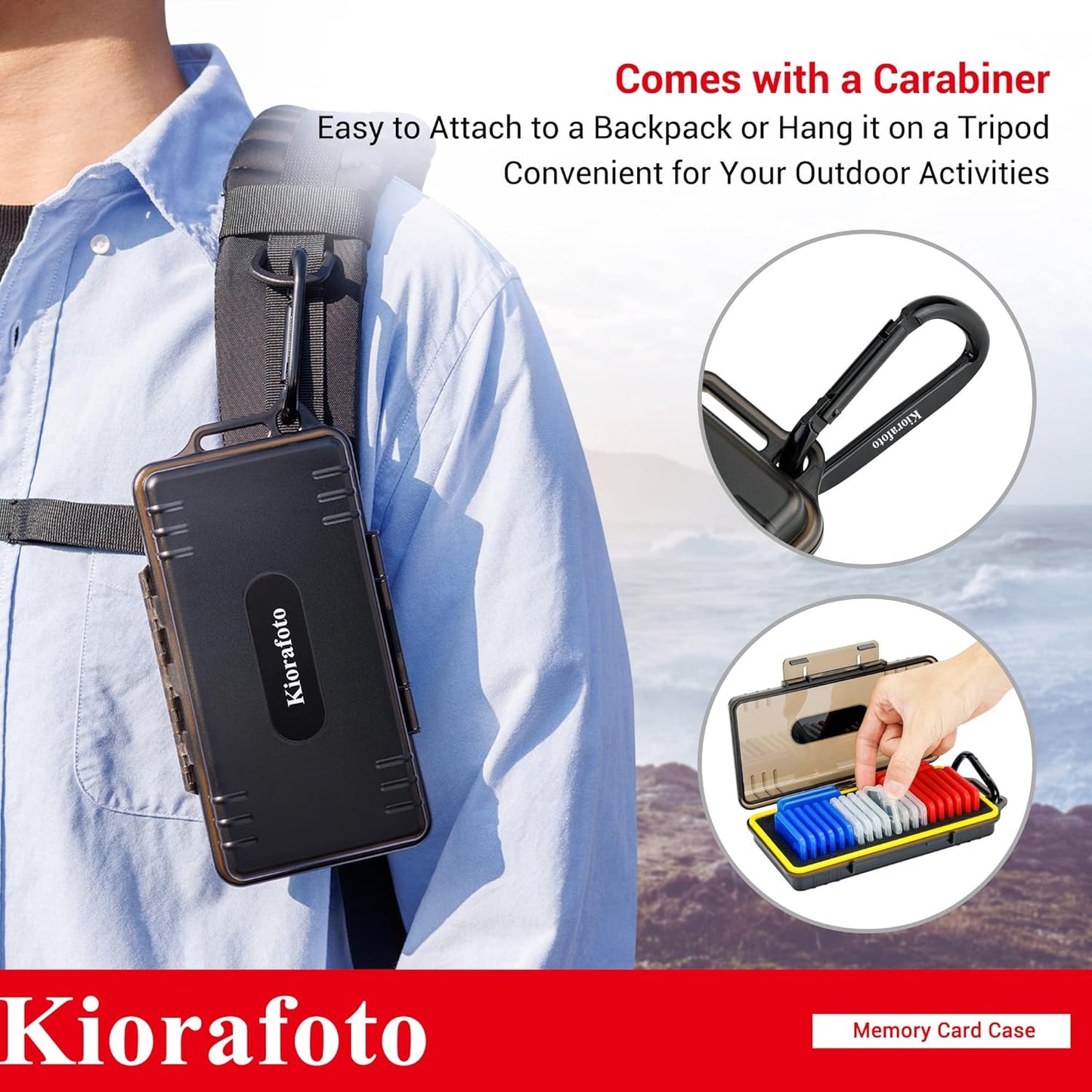 Kiorafoto Memory Card Case with 24 Pack Clear Plastic Memory Card Holders for 24 SD SDXC SDHC & 24 TF Cards,Water-Resistant Anti-Shock SD MicroSD Card Carrying Organizer Storage Protector with Labels