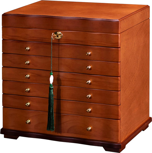 Wooden Jewelry Box,jewelry boxes for women large jewlrey box&organizers with necklace hanger,jewerly organizer,jewelry holder organizer,9-layer large capacity jewelry storage box