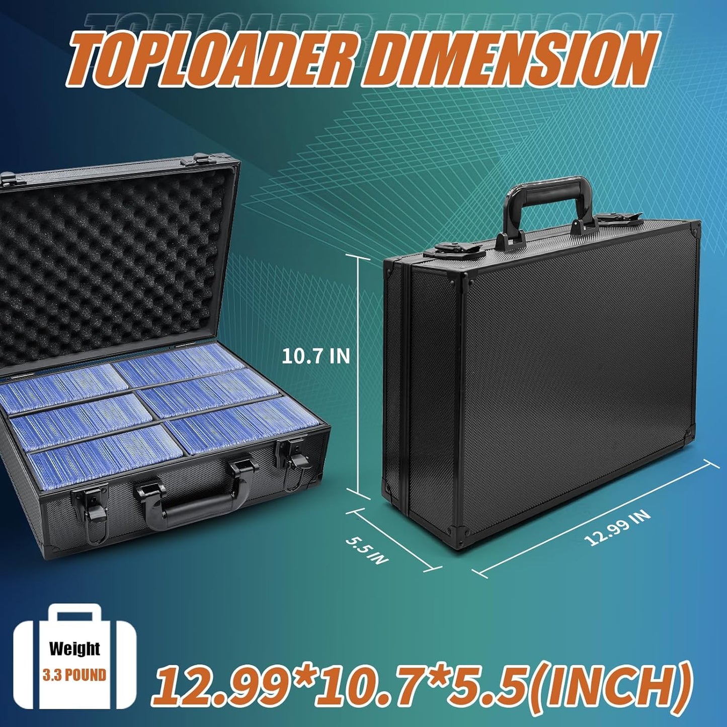 JIFTOK Top Loaders Case for Cards, Portable Toploader Storage Box for 3" x 4" 35pt Rigid Card Holders Fits 600+ Cards, Hard Case Trading Card Storage Box for Sports Card