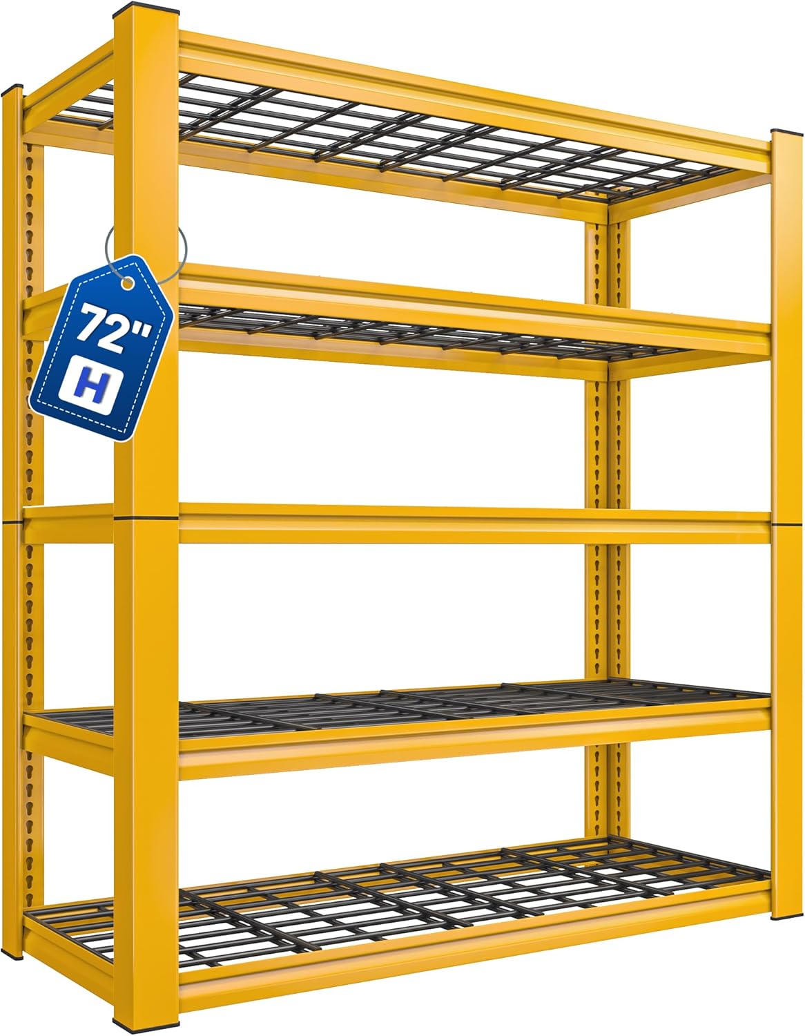 REIBII 72''H Garage Shelving 3010 LBS Storage Shelves Adjustable Metal Shelving 5 Tier Metal Shelves for Storage Industrial Shelf for Kitchen Pantry Warehouse Basement 72" H X 35.5" W X 16" D