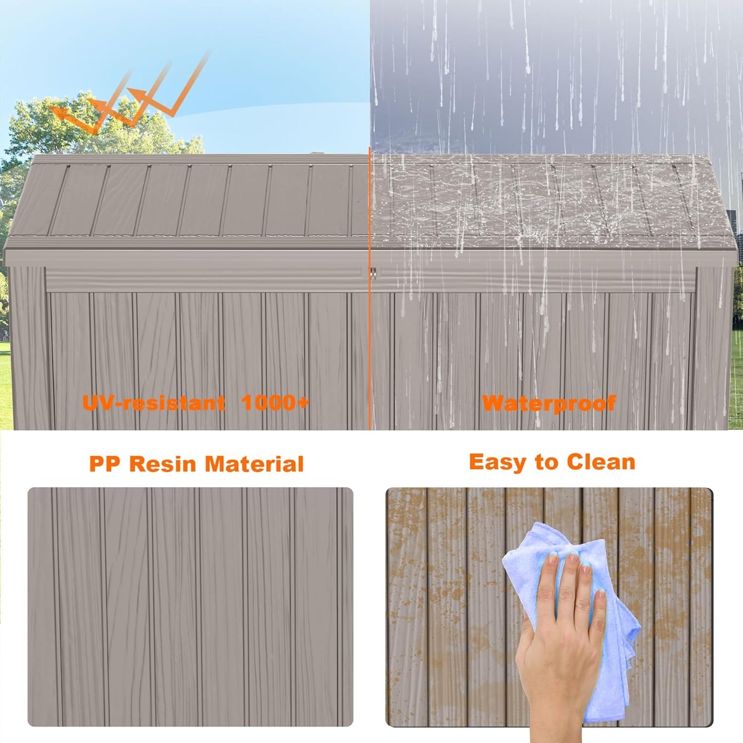 180 Gallon Resin Deck Box, Lockable Patio Outdoor Storage Box for Furniture, Garden Tools and Tools Storage, Waterproof Outside Storage Boxes - Grey