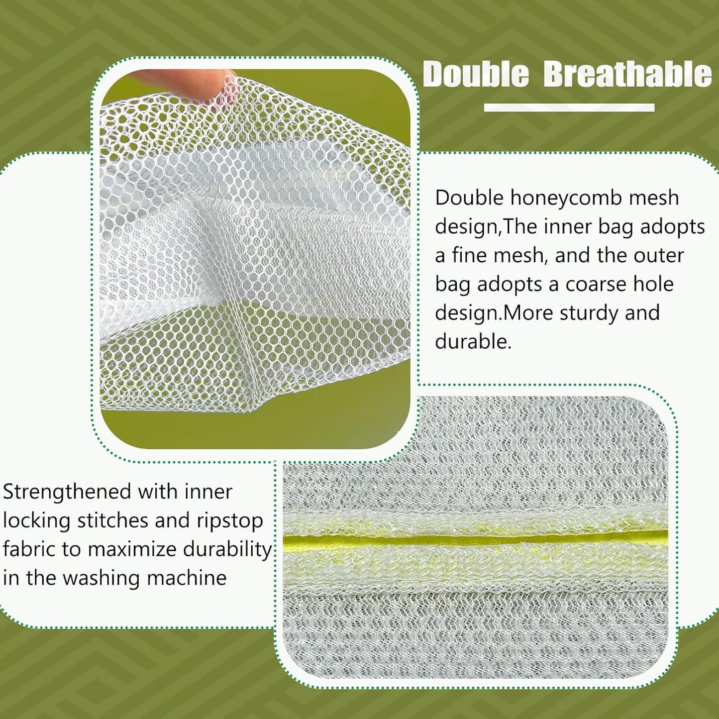 10 Pcs Laundry Bags Mesh Wash Bags, Premium Durable Double-Layer Honeycomb Mesh Laundry Bags for Delicates 12 x 16 Inches