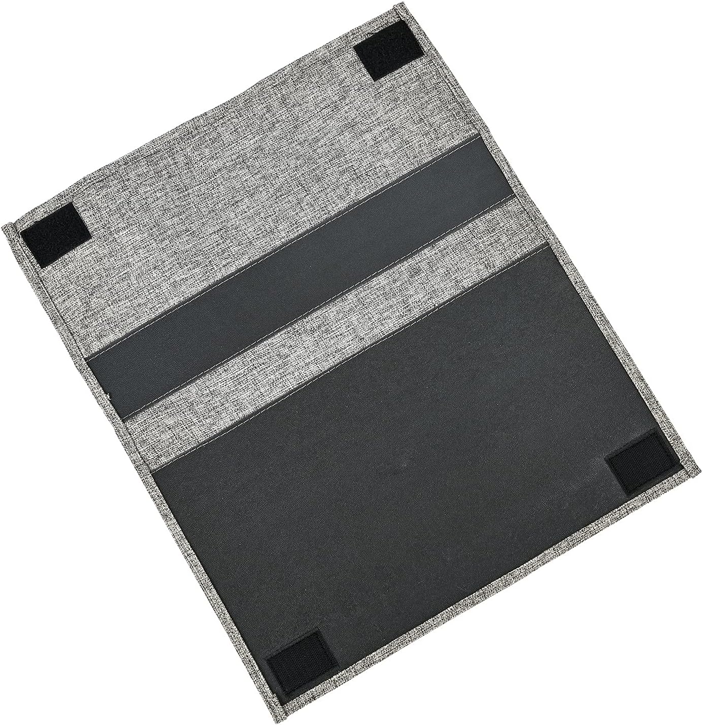 Linen 6 Pockets Bedside Caddy, Bedside Storage Organizer for Magazine, Remotes, Phone (Grey)