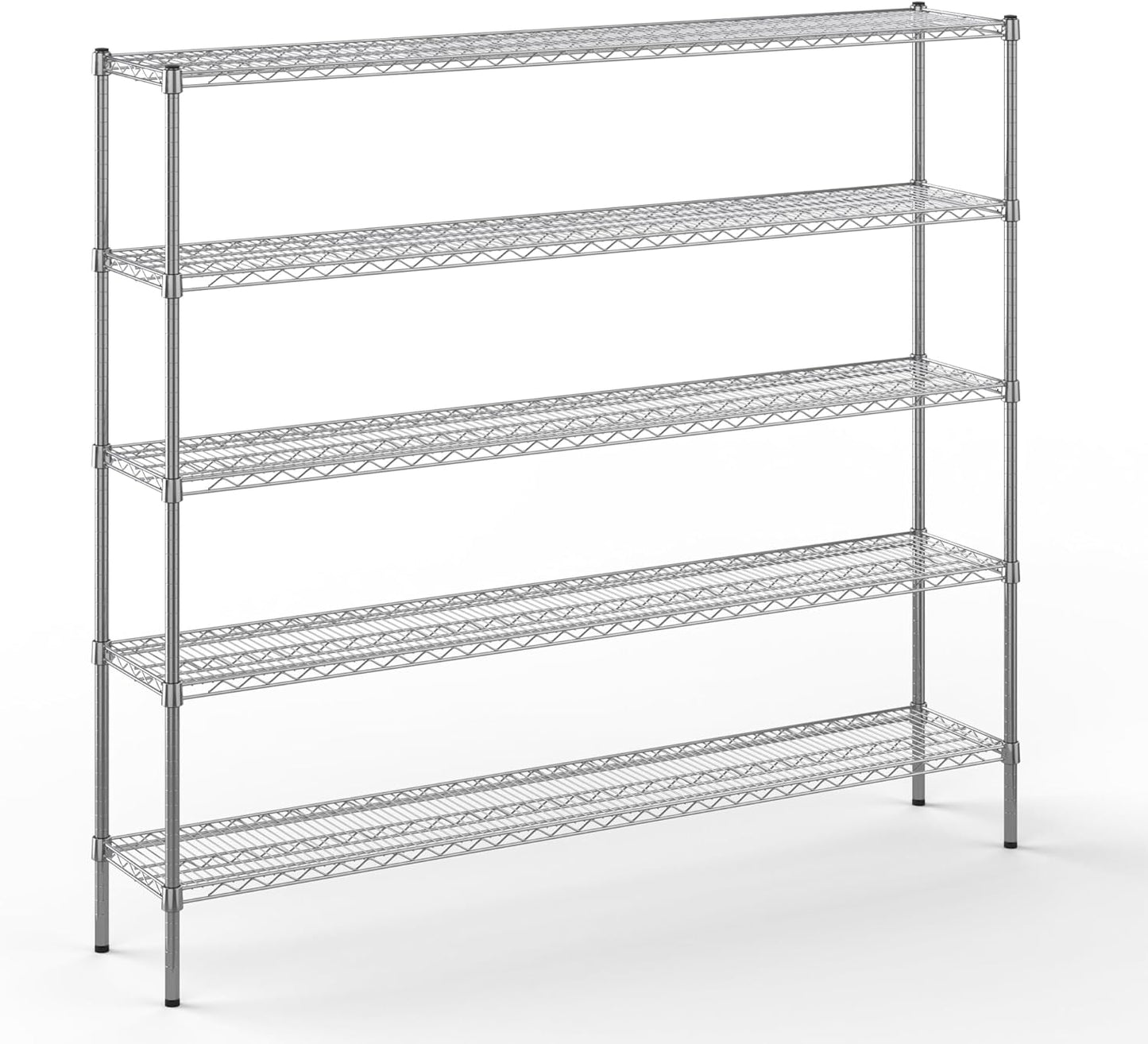 14" Deep x 72" Wide x 64" Height Wire Shelving Kit | 5-Tier | NSF Commercial Storage Rack Unit