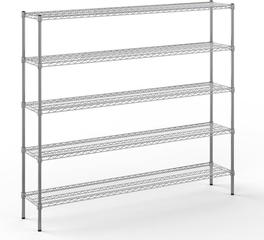 14" Deep x 72" Wide x 64" Height Wire Shelving Kit | 5-Tier | NSF Commercial Storage Rack Unit