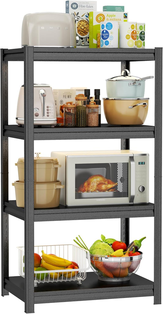 Storage Shelves, Garage Metal Shelving Unit, Adjustable, Double-Layer Column with Reinforced Ribs, Heavy-Duty, Capable of Bearing 2400 lbs, Suitable for Garage, Warehouse, Kitchen Storage