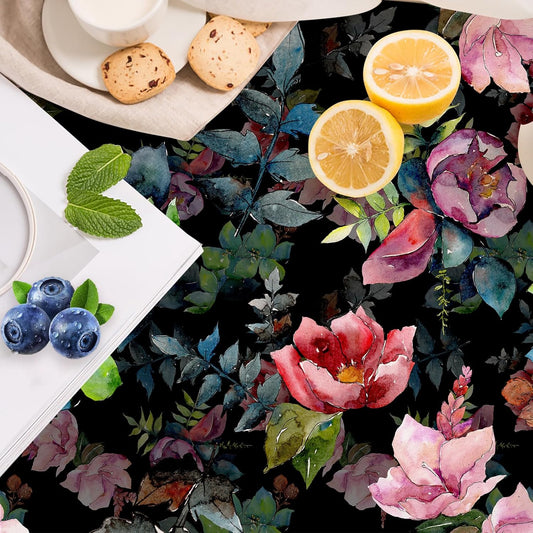 HAOKHOME Floral Shelf Liner and Cabinet Liner, Self-Adhesive Drawer Liners, Peel and Stick Contact Paper Liner Kitchen Cabinets and Cupboard, Bathroom Drawers,Black/Green/Pink 17.3in x 6.5ft