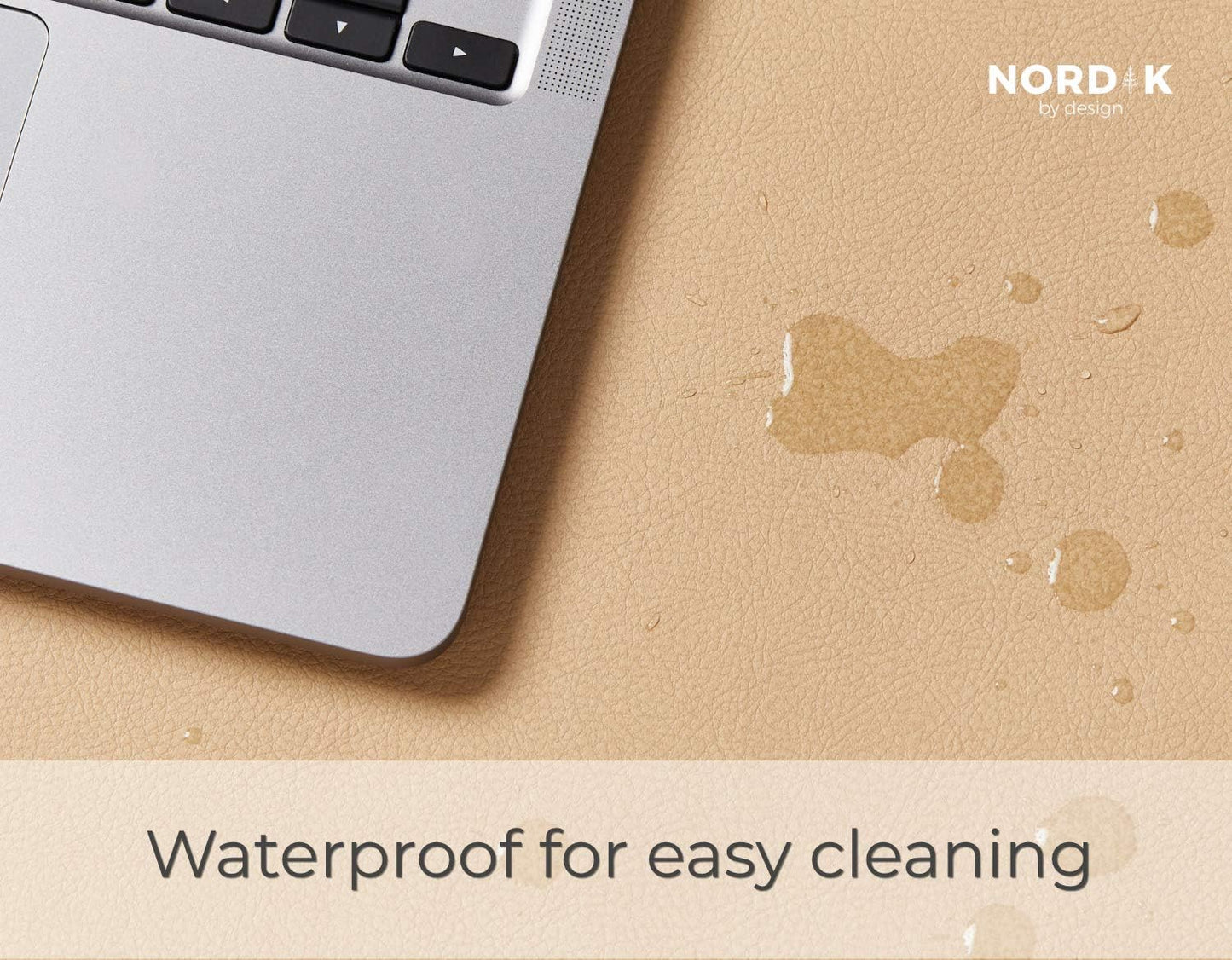 Nordik Leather Desk Mat Cable Organiser (Champagne Beige 89 X 43 cm) Premium Extended Mouse Mat for Home Office Accessories - Non-Slip Vegan Leather Desk Pad Protector & Desk Blotter Pad