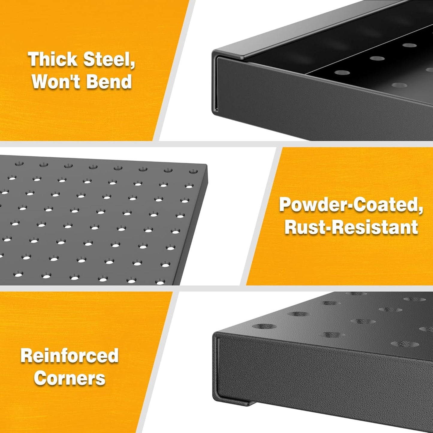 Pegboard Smith Metal Pegboard Panels 12" x 24", 3 Pack Black Wall Mounted Tool Organizer Boards, Heavy Duty Tool Storage Peg Board for Garage, Workbench, Office, Fits 1/4" Peg Hooks