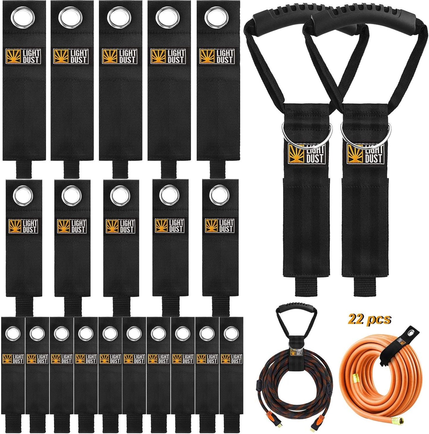 22PCS Heavy Duty Storage Straps Garage Hooks Tool Organizers and Fastening Straps Cord Wrap Keeper, Cable Straps for Cords, Hoses, Rope, RV, Boat, Garage Storage and Organization