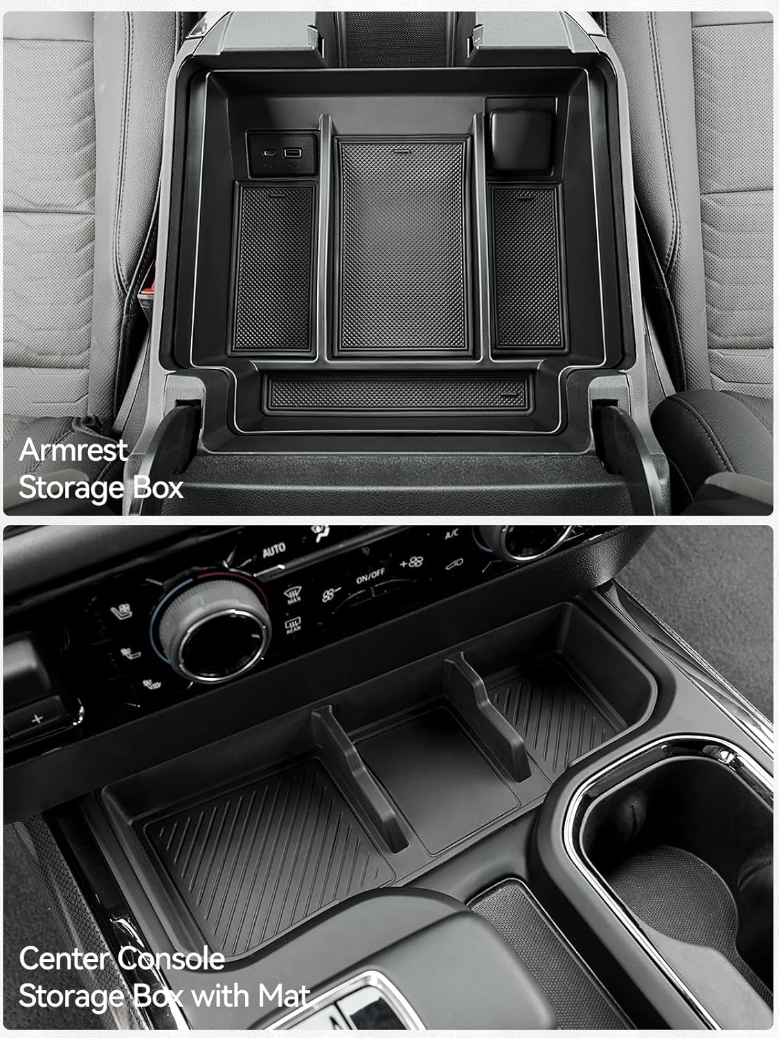 ELECFRESH 2PCS Center Console Organizer Tray for 2022 2023 2024 2025 Chevrolet Silverado Accessories, Armrest Storage Box and Center Console Storage for Chevrolet Silverado