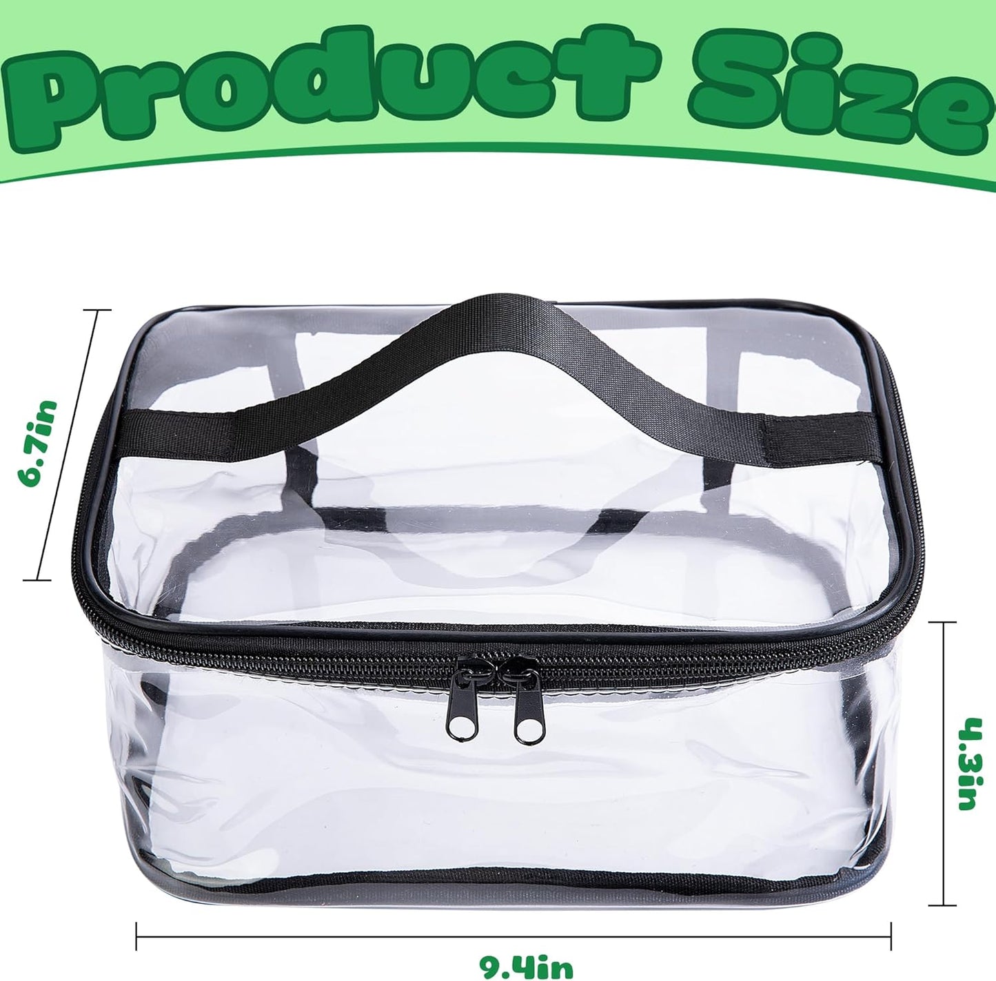 4 Packs Clear Toy Storage Bags- 9.4 x 6.7 x 4.3 Inch Transparent PVC Toy Organizing Bags with Zipper- Waterproof Toy Storage Organizer Pouch for Building Blocks, Small Toys (Black)