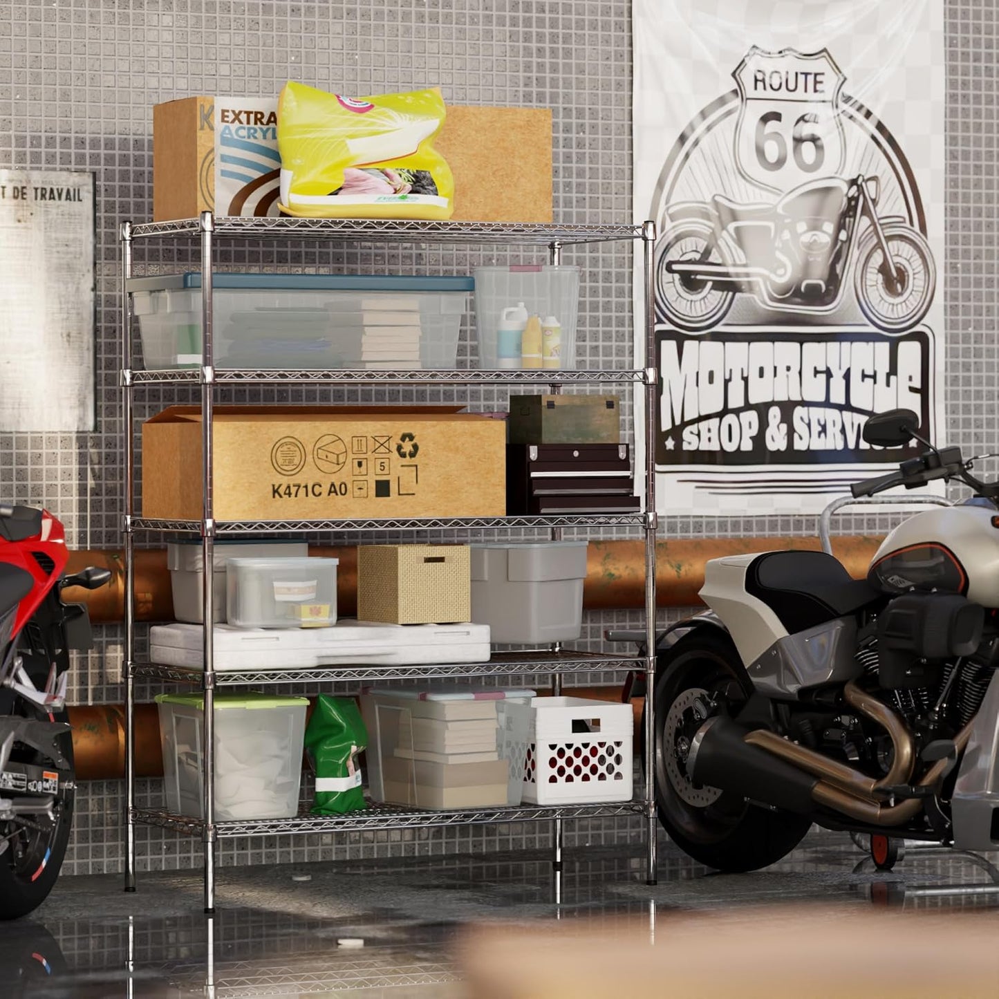 21" Deep x 48" Wide x 64" Height Wire Shelving Kit | 5-Tier | NSF Commercial Storage Rack Unit