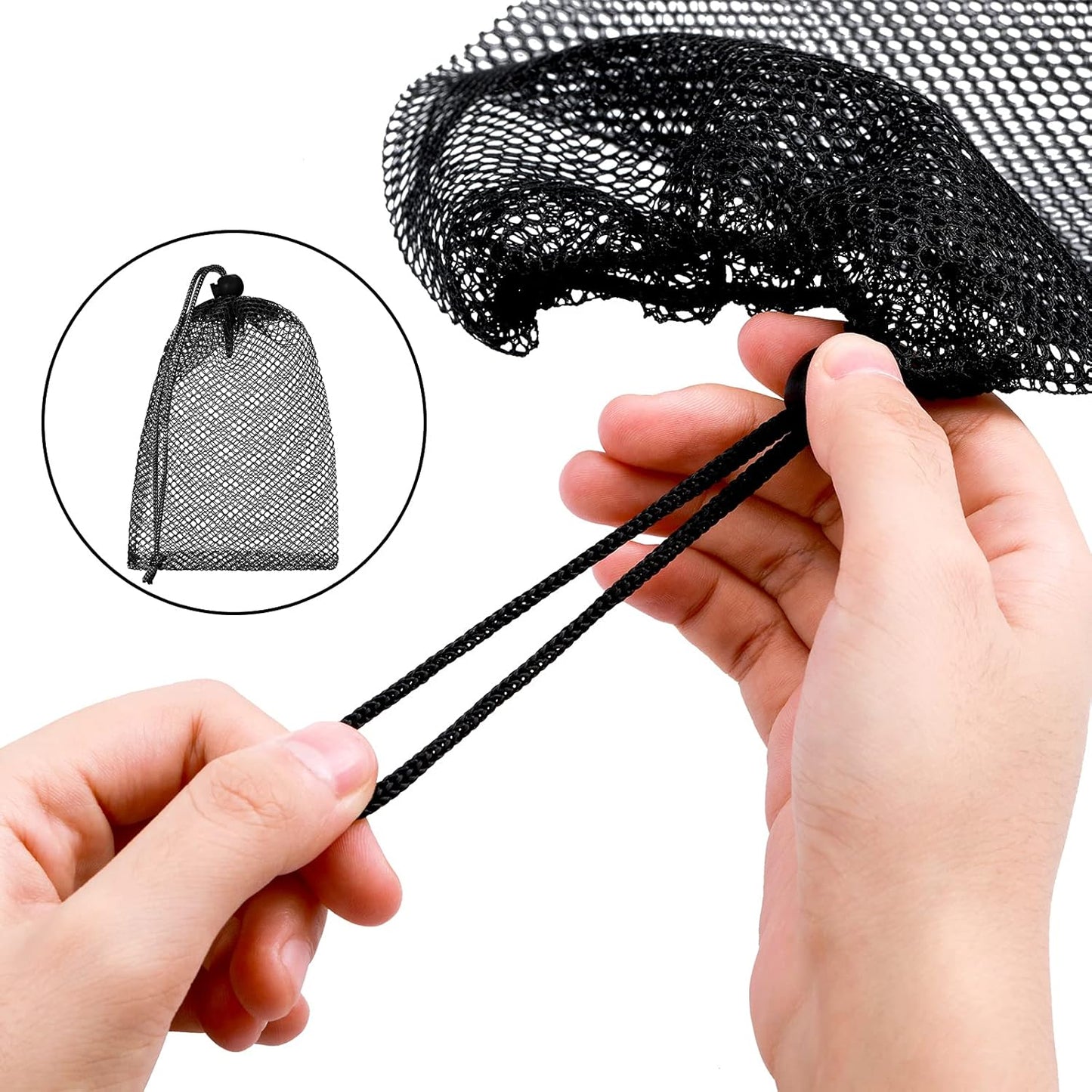 TecUnite 10 Pcs Mesh Bags Drawstring Laundry Bags Large Nylon Mesh Gift Dishwasher Bag with Sliding Drawstring for Kitchen Jewelry Gifts Wedding Favor Home(11.8 x 7.5 Inch,Black)
