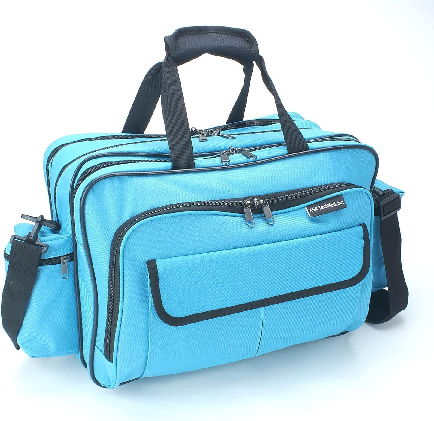 ASA TECHMED Nursing Bag with Compartments – Durable Medical Equipment Shoulder Bag for Nurses, Physicians, EMTs, Multi-Pocket, Nylon Reinforced, Adjustable Straps (Teal)