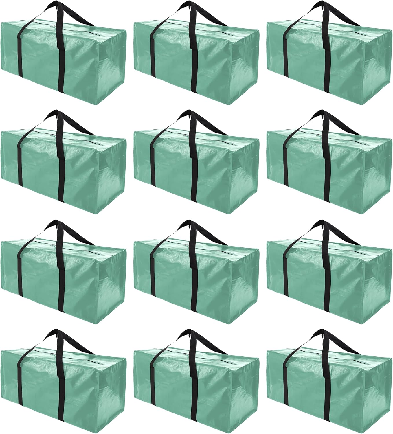 12 Pack Extra Large Moving Bags with Zippers & Carrying Handles, Heavy-Duty Storage Tote for Space Saving Moving Storage, Fold Flat, Alternative to Box and Bin,Teal