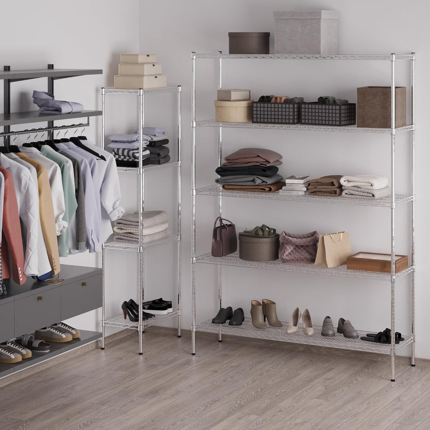 18" Deep x 60" Wide x 86" Height Wire Shelving Kit | 5-Tier | NSF Commercial Storage Rack Unit