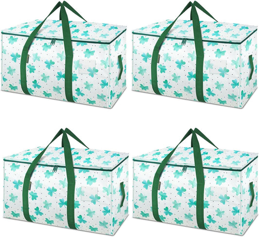 BALEINE 4-Pack Oversized Moving Bags with Reinforced Handles, Heavy-Duty Storage Tote for Clothes, Moving Supplies (Clover, 4-Pack)