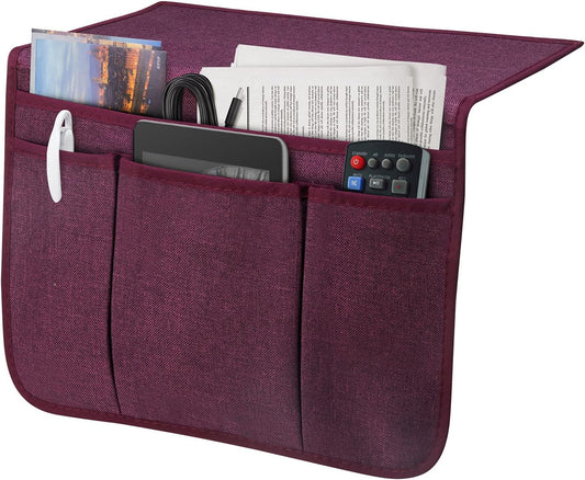 Bedside Caddy Bedside Storage Organizer Magazine Phone Tablet iPad Remote Holder, Organizer Caddy for Home College Dorm Bed, Sofa, Bunk Bed (Purple)
