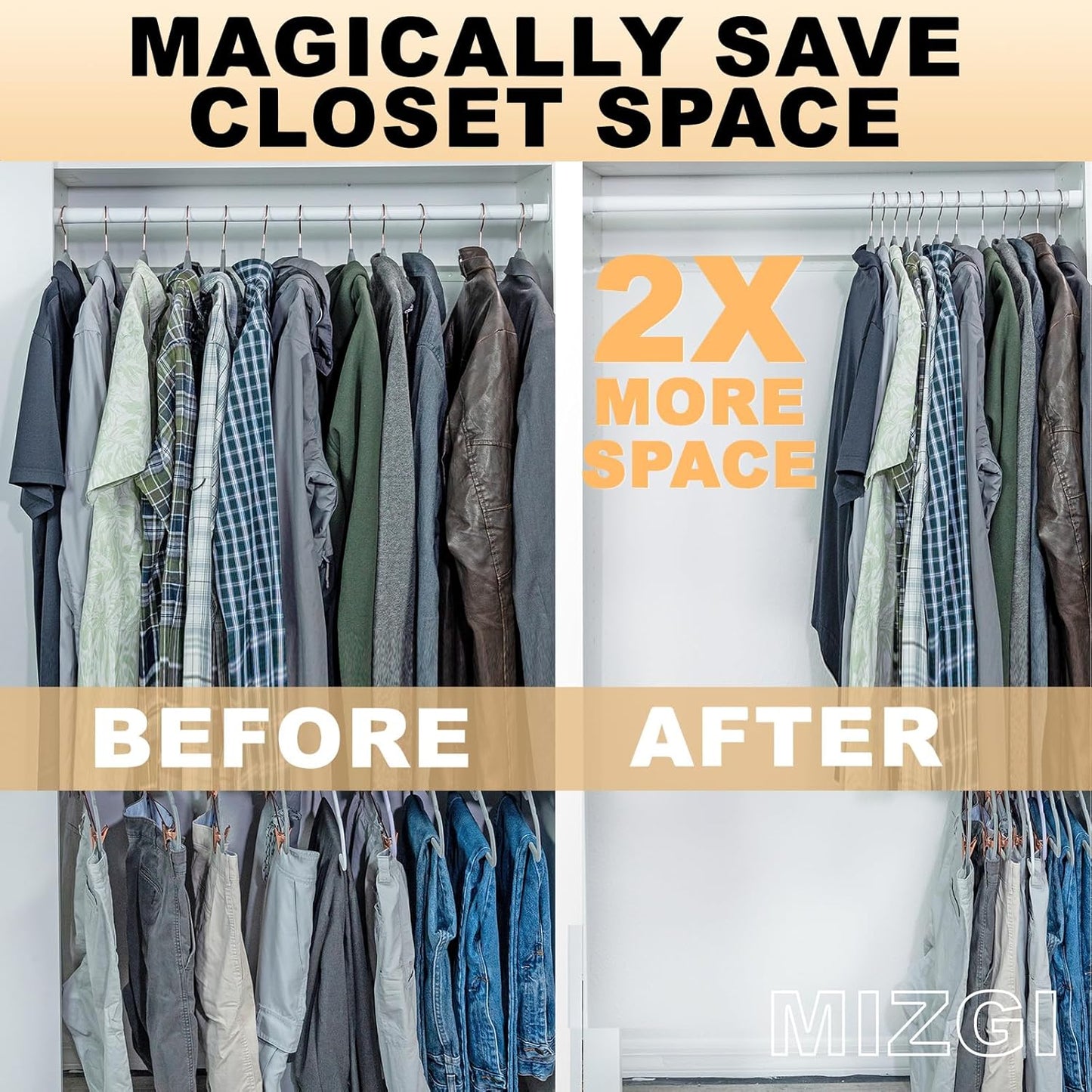 MIZGI Premium Clear Hangers (Pack of 50) Heavyduty-Acrylic No Shoulder Bump Suit Hangers - Space Saving Clothes Hangers,Rounded Hanger for Coat,Sweater,Jackets,Pants