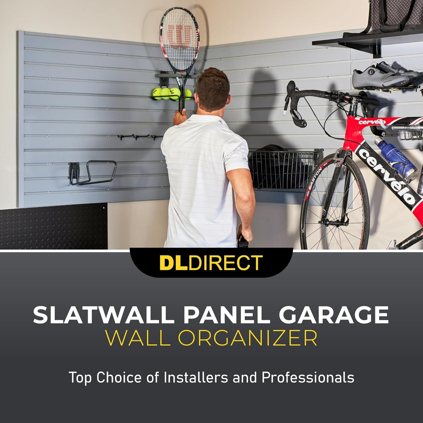 DLDIRECT 36" X 48" - Slatwall Panel Garage Organizer: Heavy Duty Wall Mounted PVC Rack, Interlocking Slat Paneling for Garage Storage, Slotwall Board, Shelves System