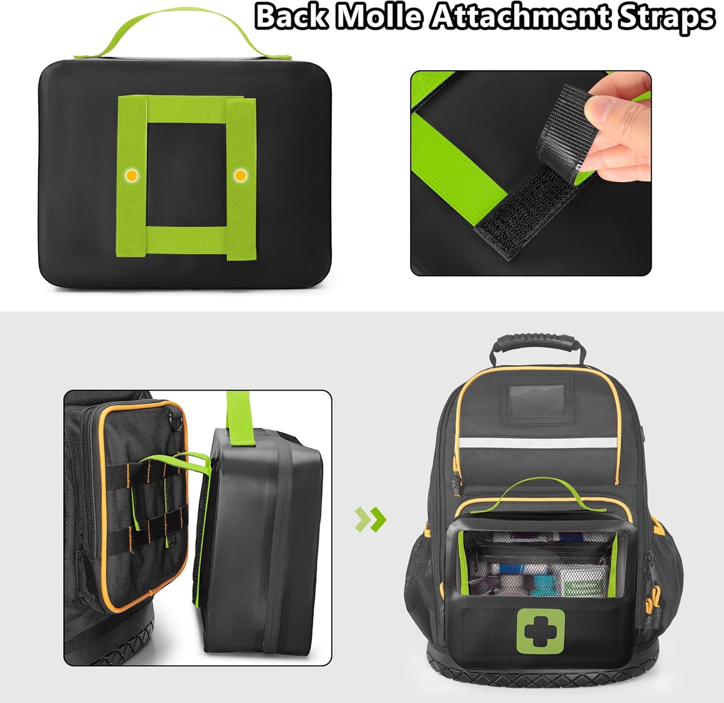Waterproof Empty First Aid Bag with a Detachable Panel, Small Medical Bag with Molle System, Green (Bag Only)