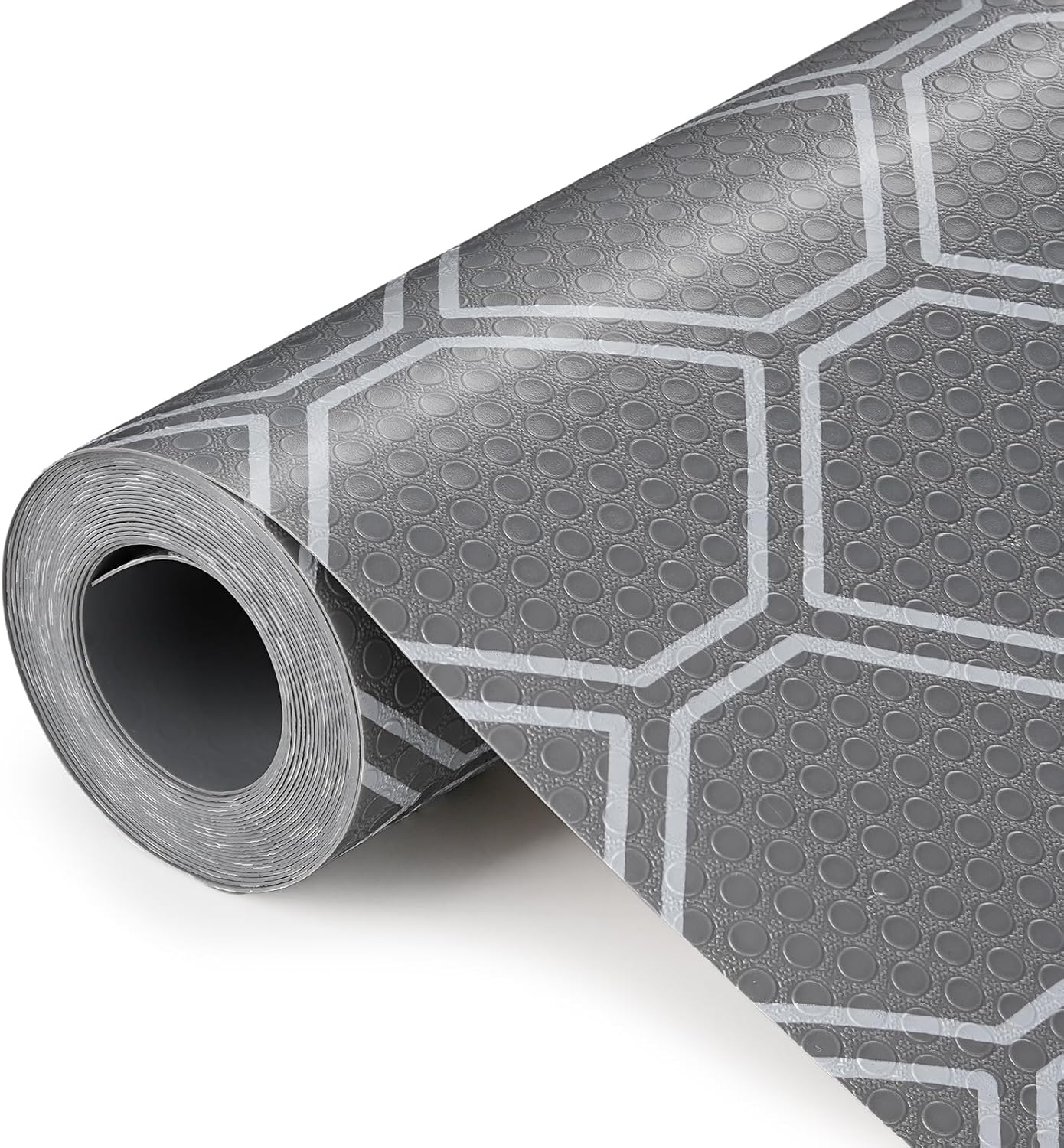 Non-Adhesive Shelf Liner Roll - Waterproof No-Slip Drawer & Cabinet Mat for Kitchen, Refrigerator, Bathroom, Easy to Cut EVA Drawer & Shelf Liners, 12" x 118", Grey