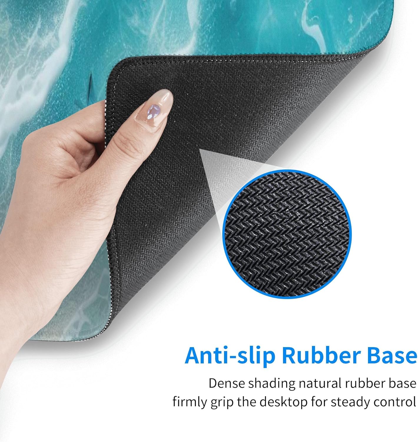 Blue Butterflies Beach Large Mouse Pad, Blue Gaming Desk Mat, XL Keyboard Desk Pad Mat for Desktop, 31.5"x11.8" Non-Slip Base Big Mousepad with Stitched Edges