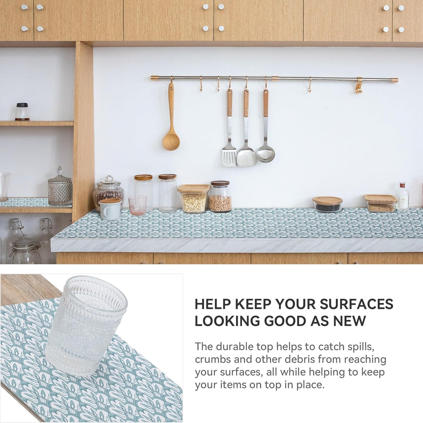 12" W x 240" L Floral Drawer and Shelf Liner for Cabinets, Non-Adhesive Strong Grip Non-Slip Flower Shelf Cabinet Kitchen Shelf Liners for Kitchen Cabinets