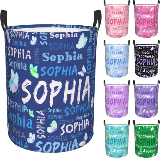 Custom Name Laundry Hamper, Personalized Laundry Basket with Name for Laundry Room Dorm Bedroom, Customized Name Dirty Clothes Hamper with Handles for Clothes Toy Boys Girls Men Women