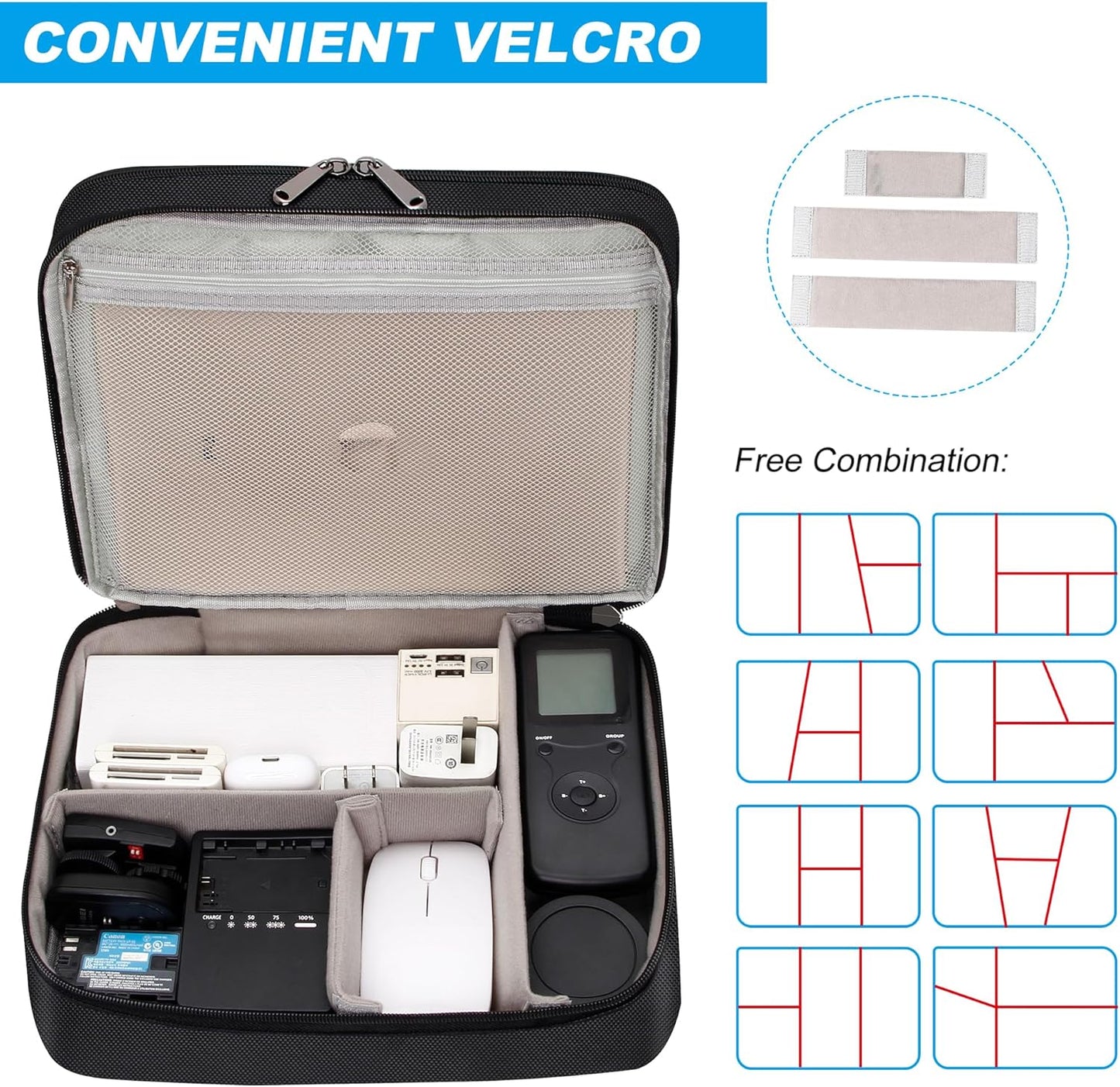 CILLA Electronic Organizer Travel Case, Travel Cord Organizer Case Portable Waterproof Cable Organizer Bag for Charger, Cord, USB, Power Bank, Earphone