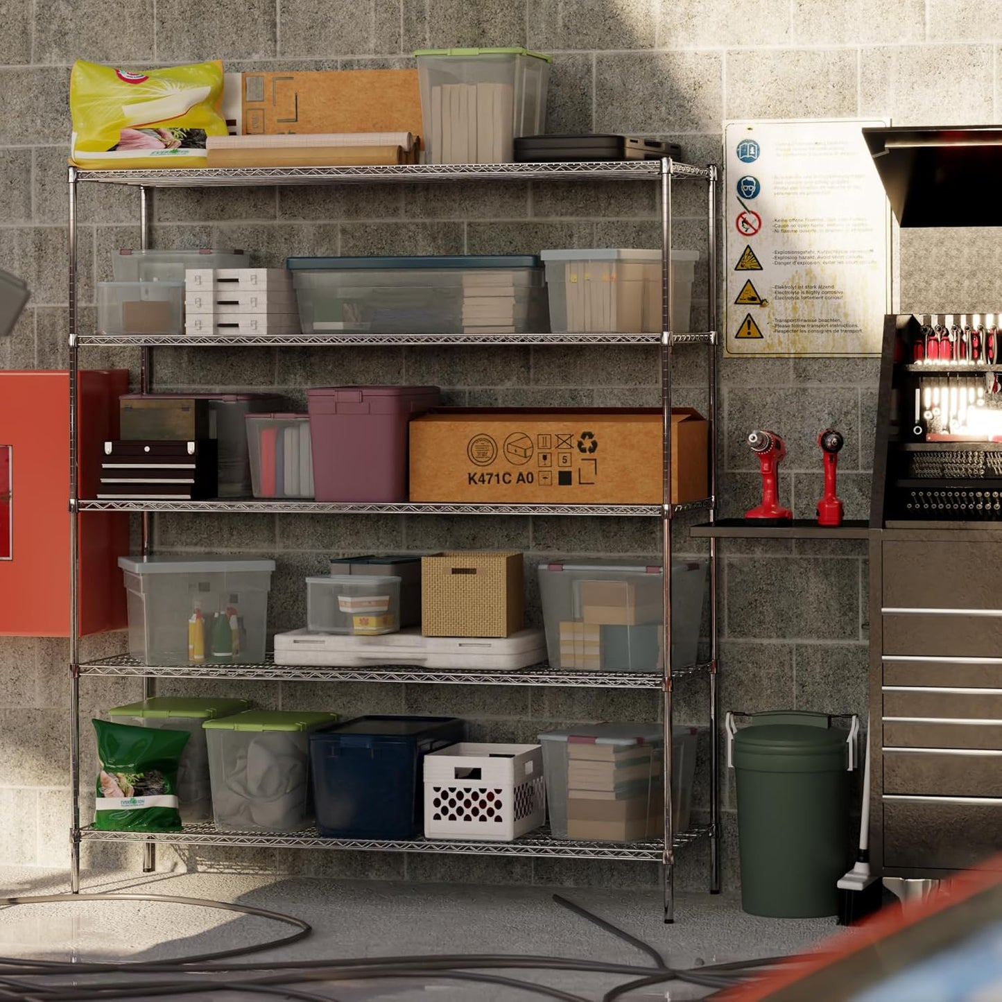 24" Deep x 72" Wide x 86" Height Wire Shelving Kit | 5-Tier | NSF Commercial Storage Rack Unit