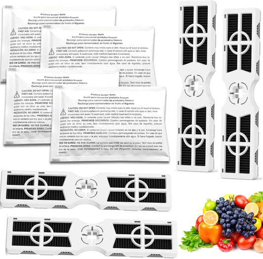 4 Pack Replacements for Frigidaire FRPAPKRF2PK FRPAPKRF Pure Air Produce Keeper and 4 Pack Replacements for Frigidaire PureAir AF-2 Air Filter (AF-2)