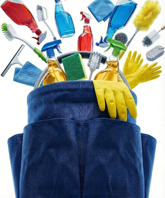17L Cleaning Caddy With Handle, Foldable Storage Cleaning Product Organizer, Cleaning Caddy Organiser, Outdoor Camping，Portable Multifunctional Cleaning Bucket tool Bag Organizer (navy blue)