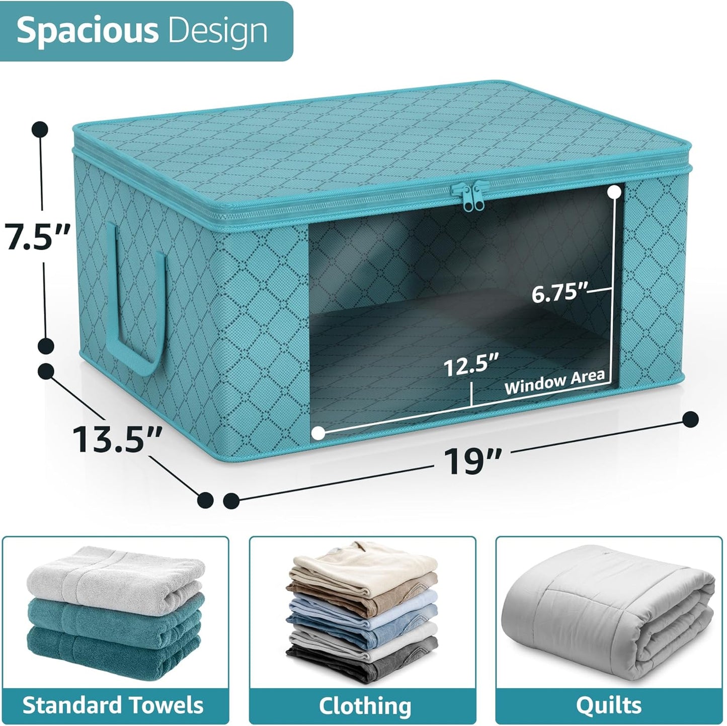 Sorbus Medium Clothes Storage Bags - Foldable Blanket Storage Bins for Organizing Bedroom, Closet, Clothing, Comforter, Organization with Clear Window, Lids and Carry Handles - Set of 8