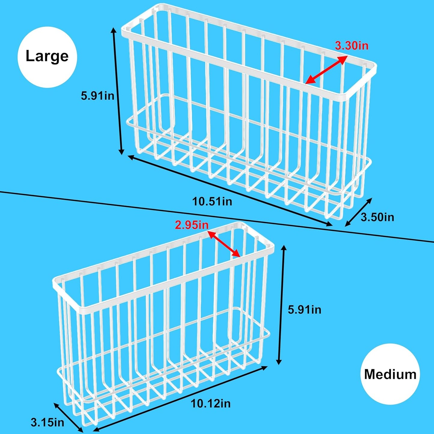 Cabinet Door Organizer 2Pcs, Foil and Plastic Wrap Organizer with 2 Sponges, Cabinet Door Storage with 2 Caddy Adhesive, for Aluminum Foil, Plastic Wrap, Wool Dryer Balls, White,(Medium, Large)