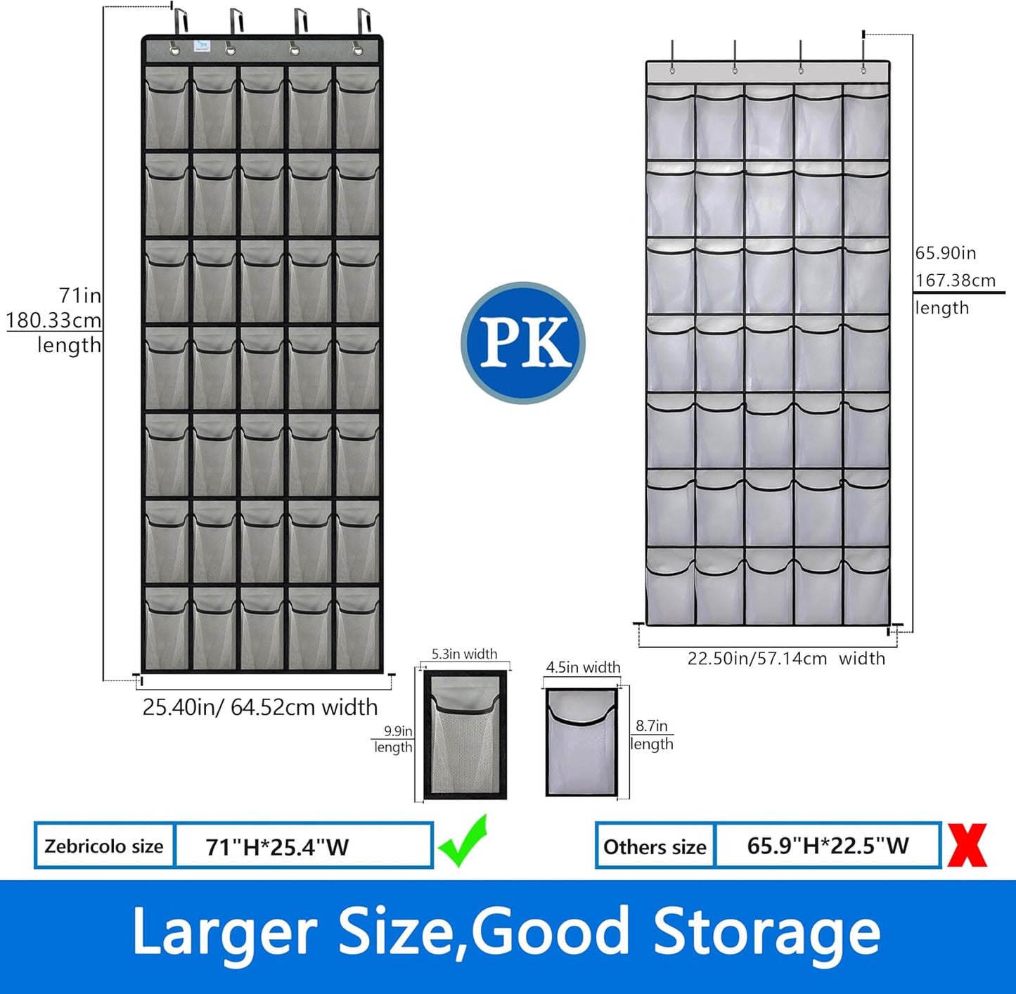 over the door shoe organizer,2025 upgraded,shoe organizer,35 Huge pockets,over door shoe organizer,Store size 13 shoes,shoe organizer,Strong material,hooks Suitable for various doors,Grey/black