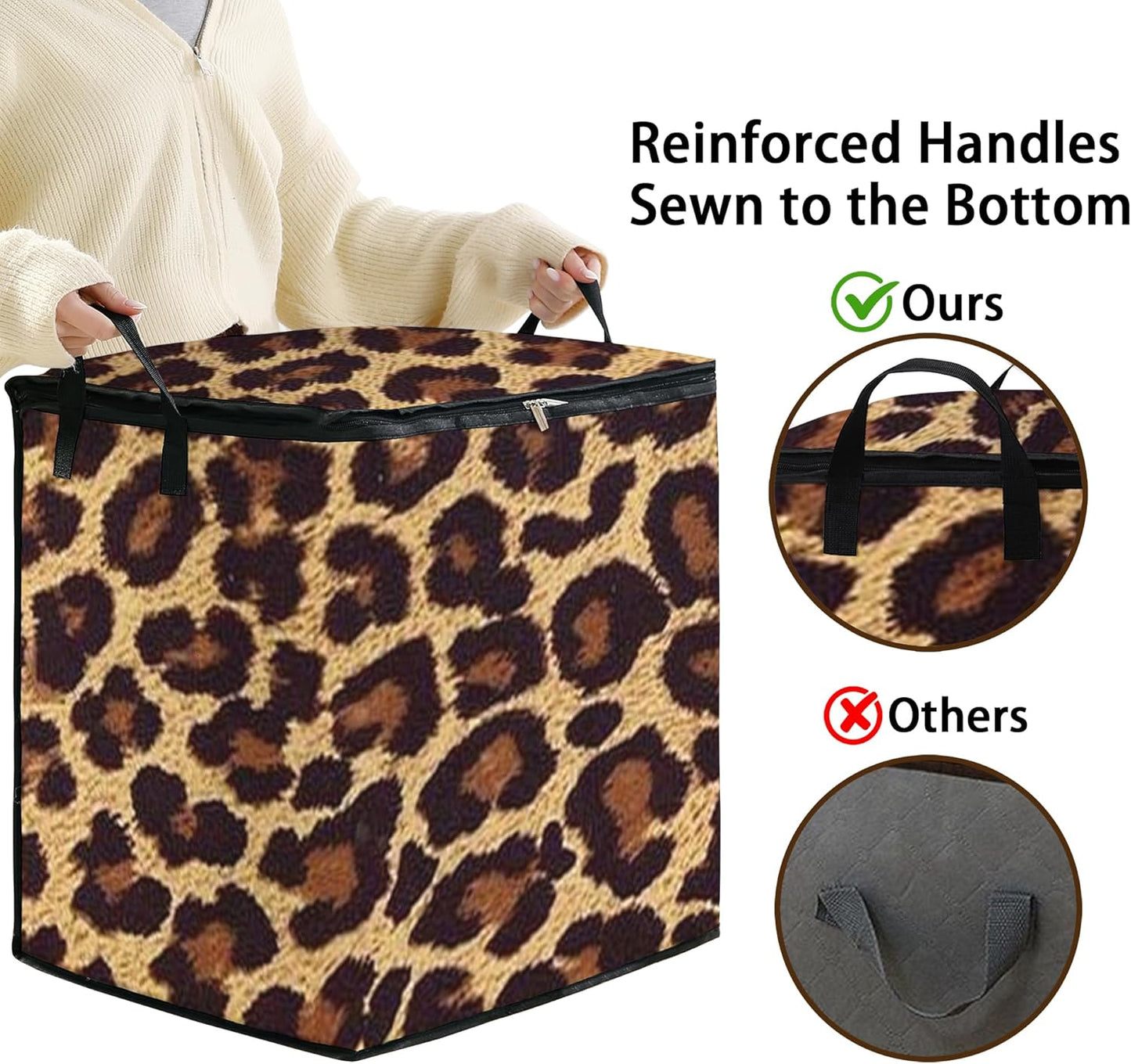 Large Comforter Storage Bag with Zipper,Closet Organizer for Clothes/Blankets/Quilts/Pillows,Fabric Storage Bags with Portable Handles 95L(2-Pack)