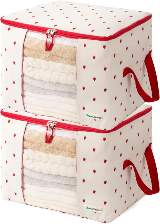 Canvas Storage Bags 2 Pack (Strawberry Bag 2 Pack)