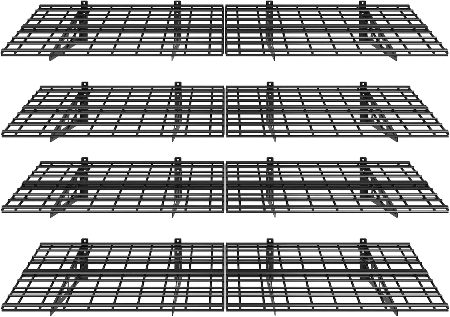 FLEXIMOUNTS 4-Pack 2x6ft 24-inch-by-72-inch Wall Shelf Garage Storage Rack Floating Shelves, Black, Classic Series