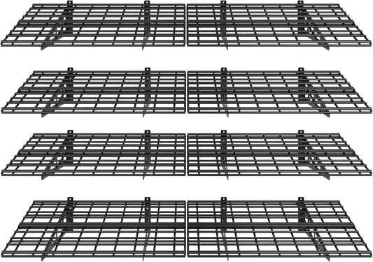 FLEXIMOUNTS 4-Pack 2x6ft 24-inch-by-72-inch Wall Shelf Garage Storage Rack Floating Shelves, Black, Classic Series