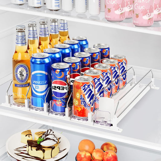 Drink Organizer for Refrigerator, Automatic Pusher Drink Dispenser for Fridge, Soda Can Organizer for Beer Beverage Holds up to 25-5Row (15.3" D x 16.54" W)