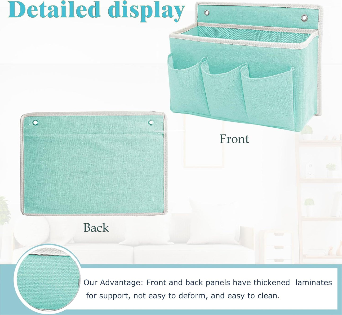 2-Pack Wall Hanging Organizer Bag/Hanging Baskets with Large Mesh Compartment & 3 Pockets，Over the Door Organizer Space Saving Storage for Bedroom,RV Camper, Closet (Green -2 Pack)