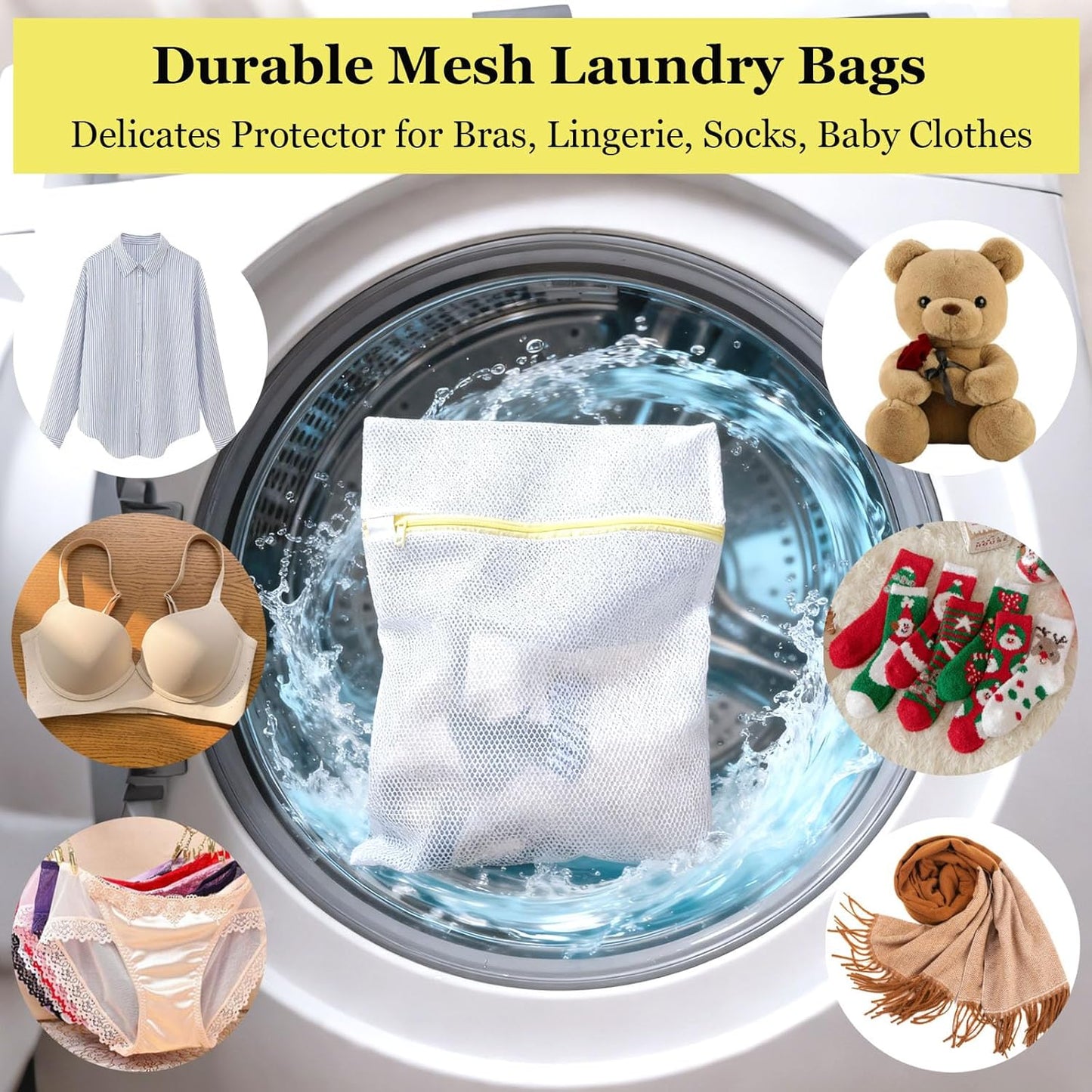 Mesh Laundry Bags for Washing Machine - 10 Pack (12x16 Inch), Double-layer Delicates Wash Protector for Lingerie Clothes