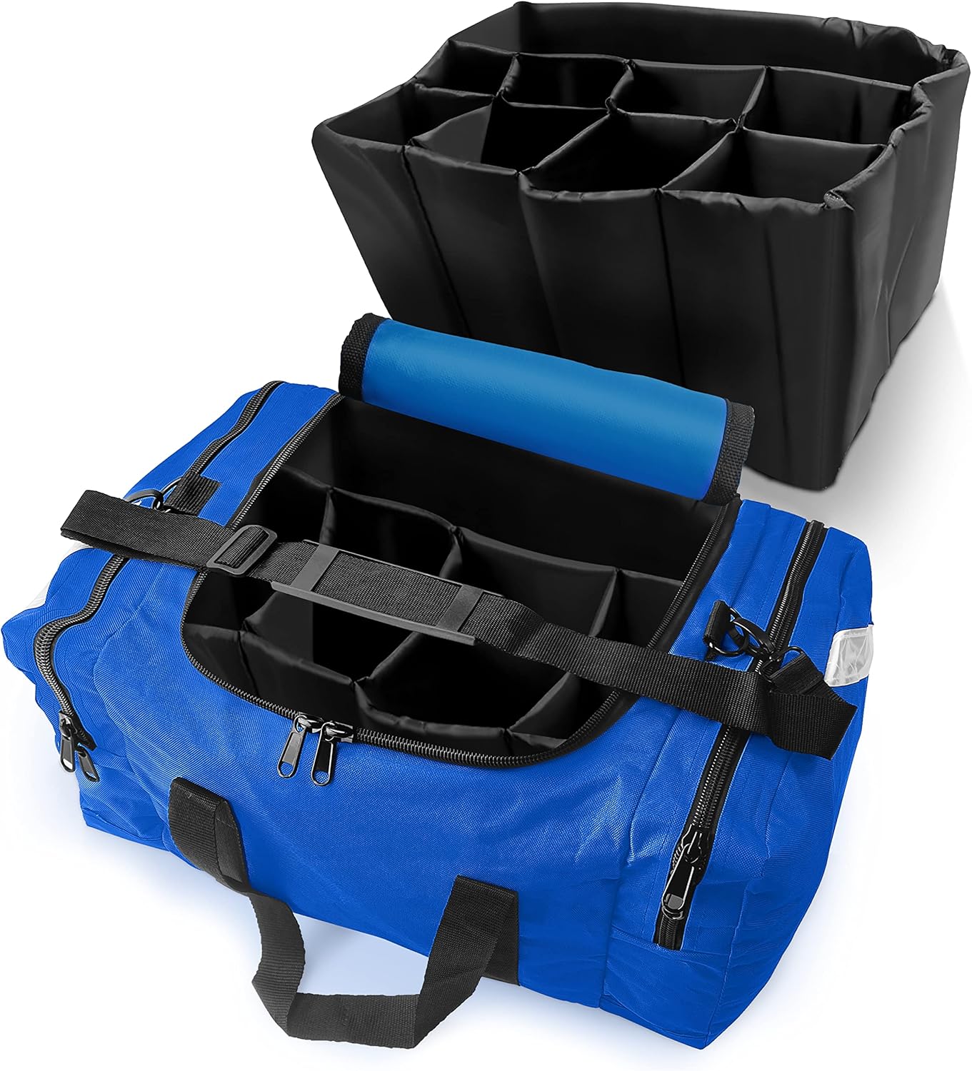 ASA TECHMED Large EMT First Responder Trauma Medical Bag Empty for Home 21x12x9 Inches, Office, School, EMTs, Paramedics, First Responders, Blue