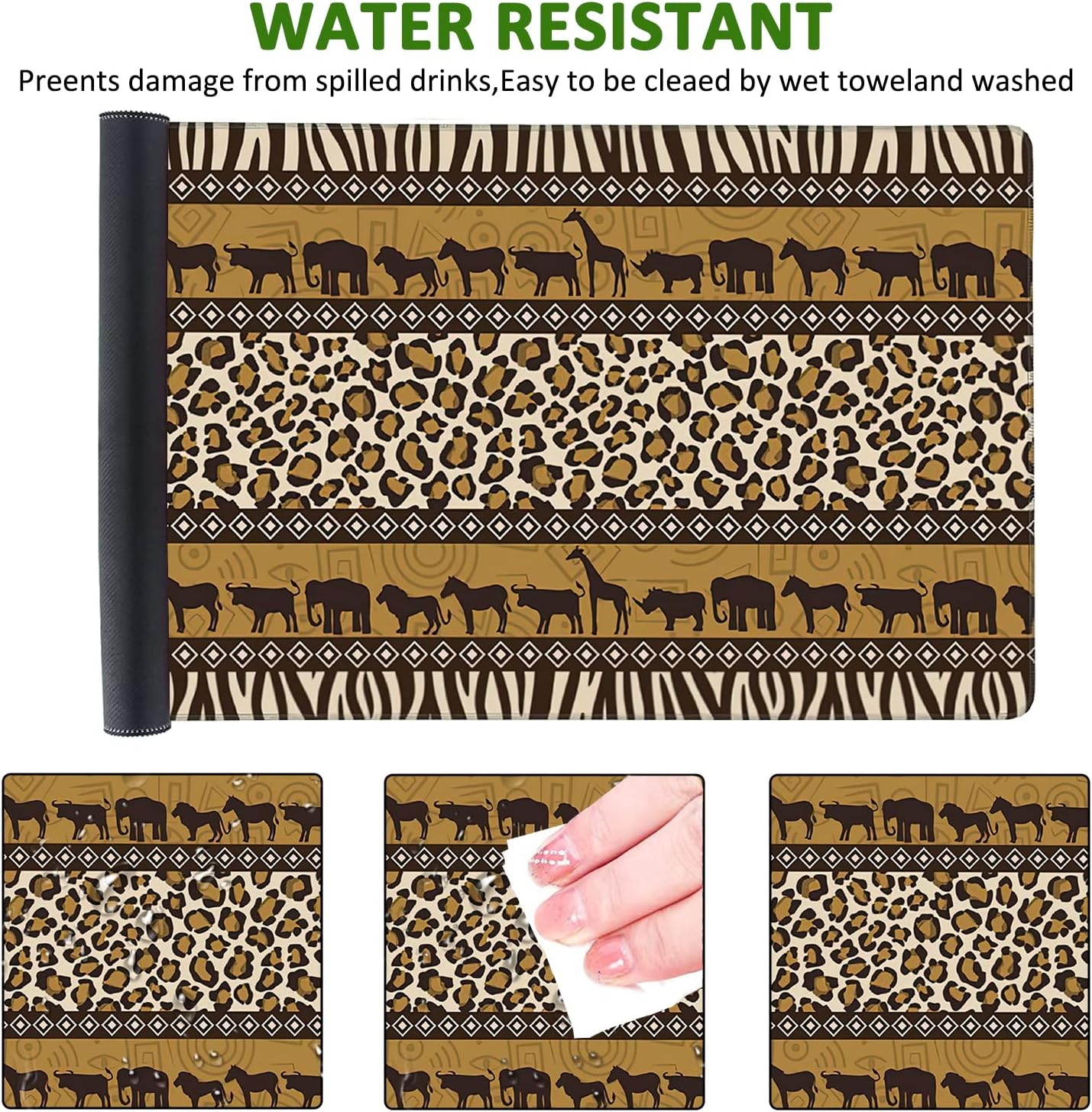 African Style Gaming Mouse Pad XXL Large Desk Mouse Pad Keyboard Mat with Stitched Edges Waterproof Non-Slip Desk Mat for Laptop,Keyboard,Computer 35.4 * 15.7 Inch