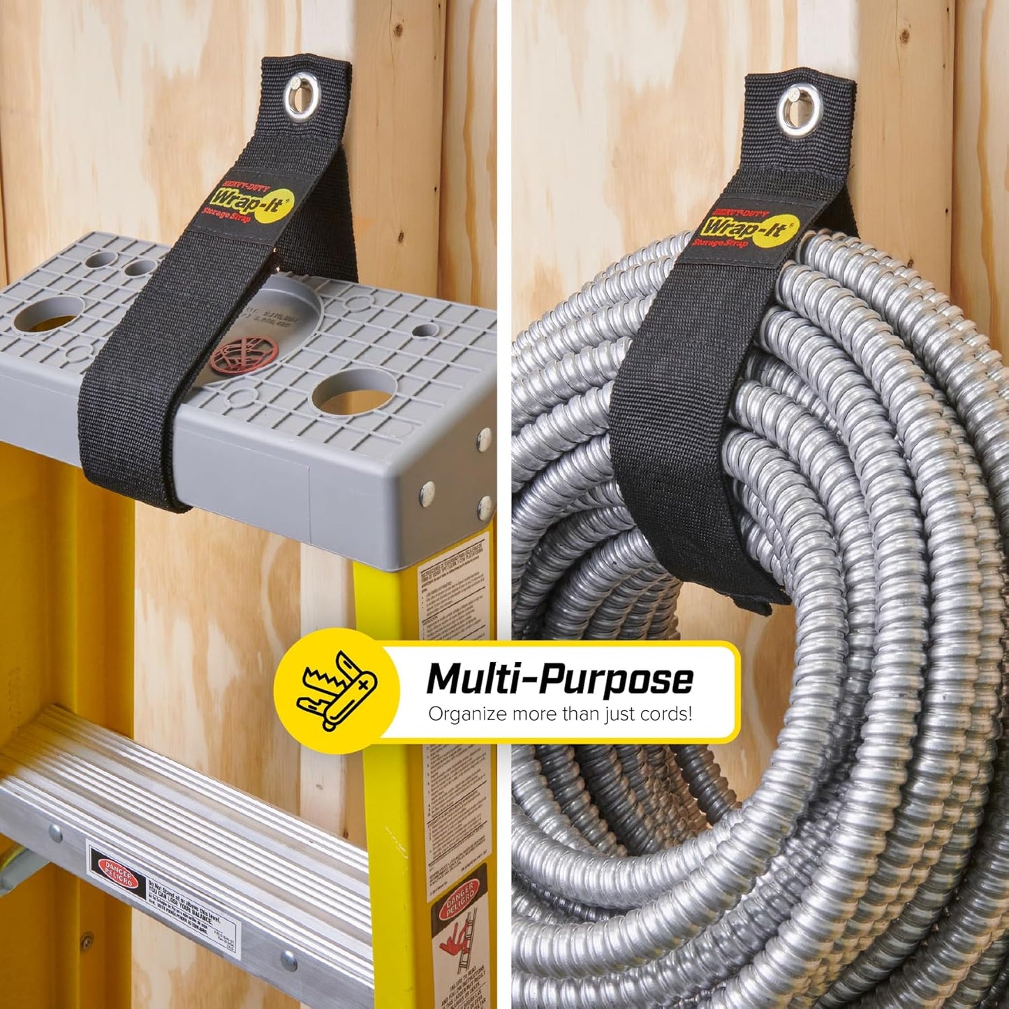 Heavy-Duty Wrap-It Storage Straps, 28-inch (2 Pack) - Hook and Loop Garden Hose Hanger, Pool Cord Storage Organizer for Cords, Tow Rope, Building Materials, RV and Garage Organization