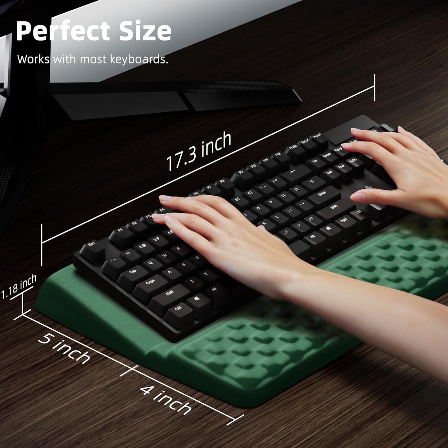 Ospelelf Keyboard Wrist Rest Pad, Comfy Ergonomic Keyboard Stand Riser Holder, Computer Wrist Support Cushion forTyping, Green